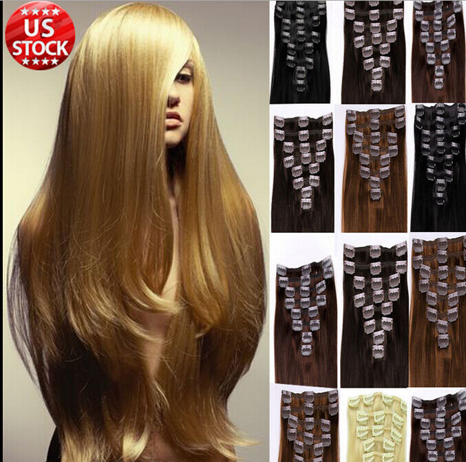 One Piece 100% Real Clip in Remy Human Hair Extensions Full Head Clip Hair Weft