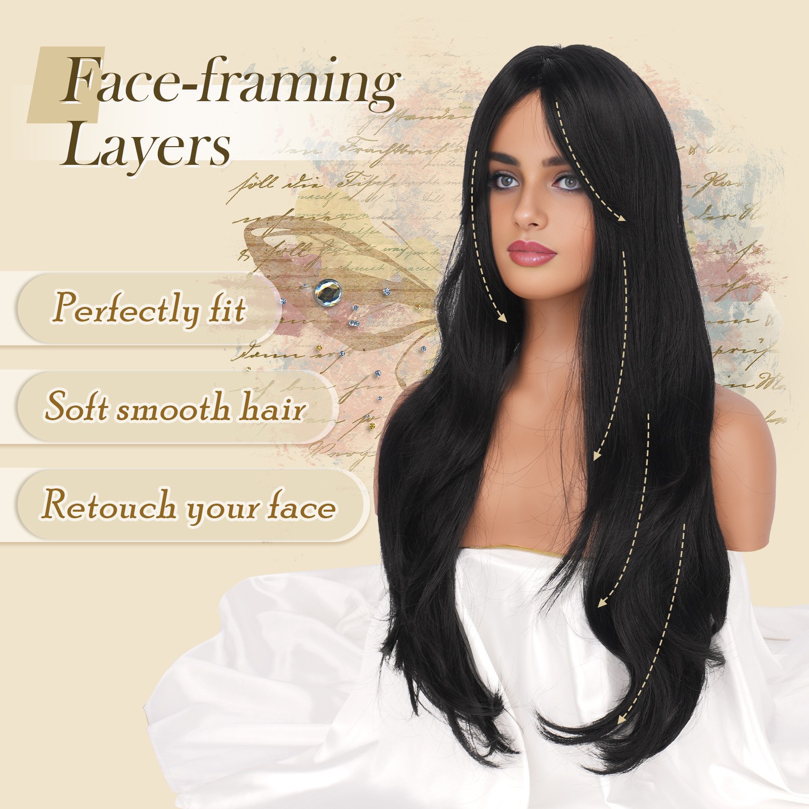 Middle Part Big Wave Long Curly Wig for Women Synthetic Full Head Daily Wig