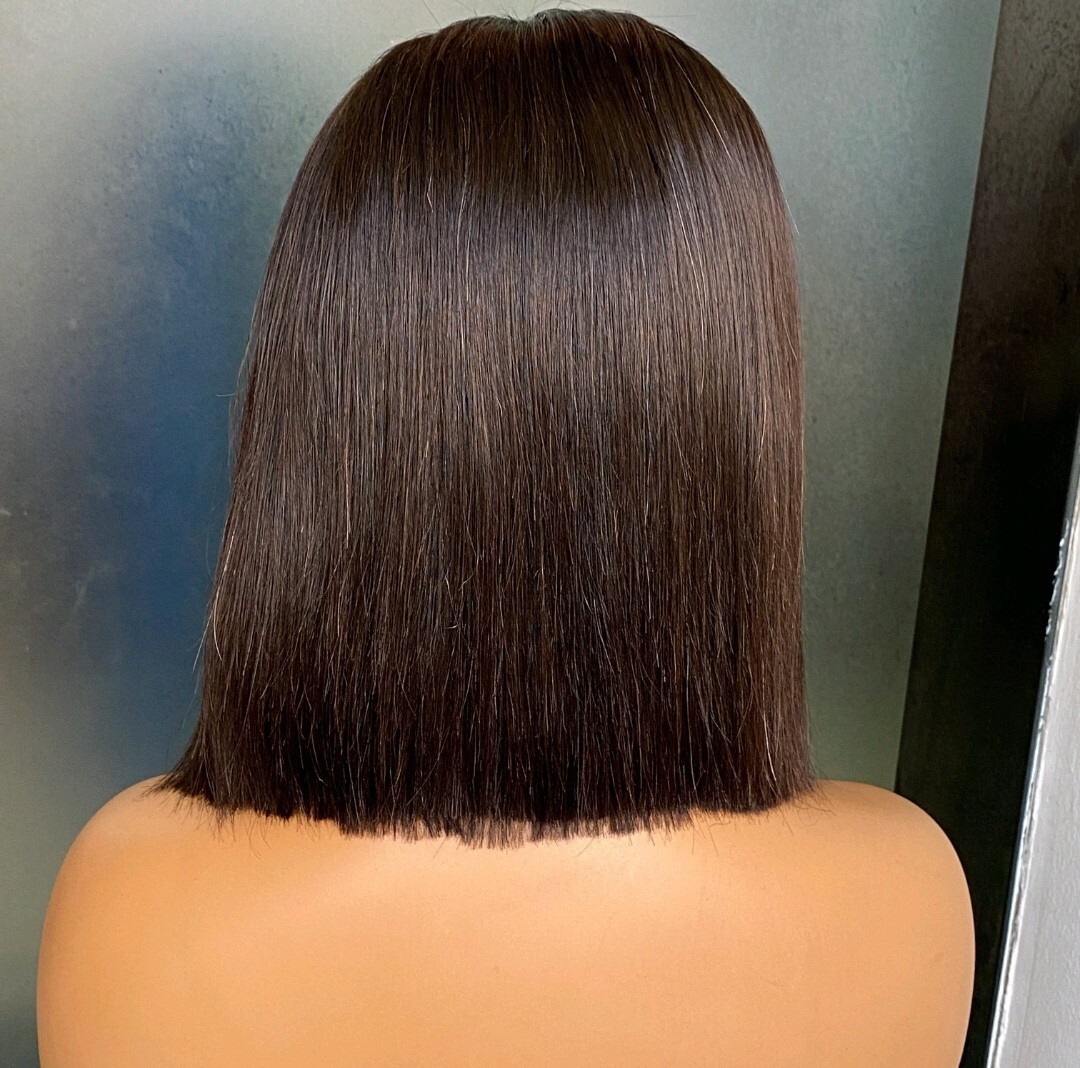 10INCH VIETNAMESE HAIR 6X6 WIDER LACE WIG BONE STRAIGHT 180% DENSITY NATURAL 1B#