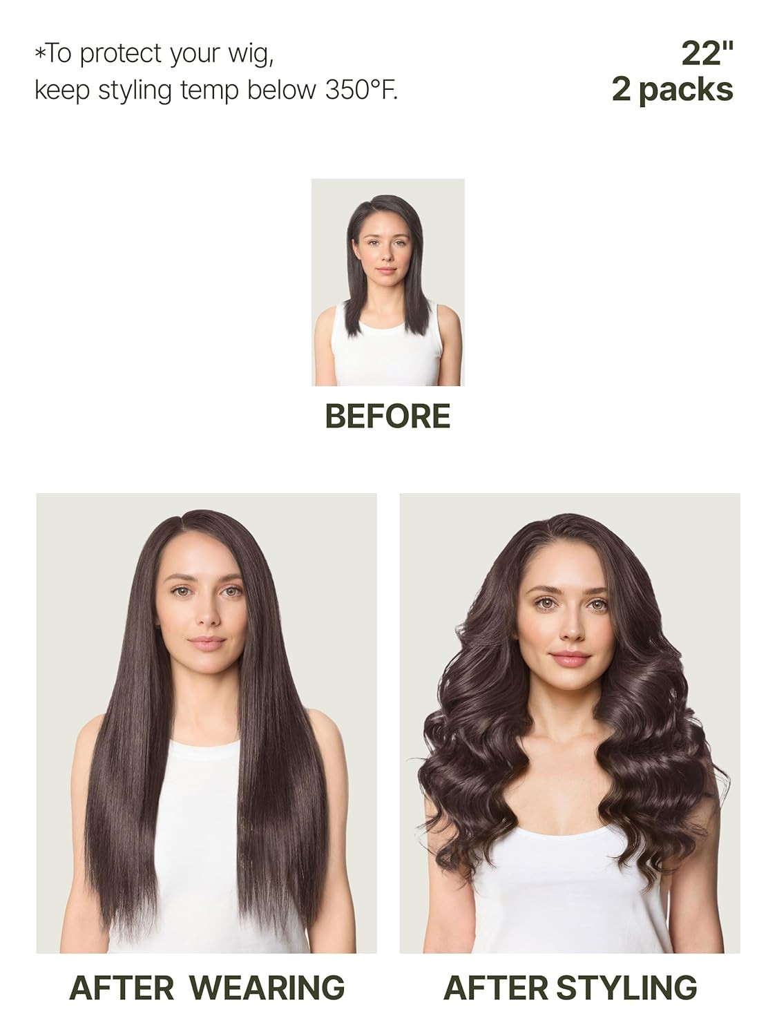 18″ Dark Brown Clip-In Human Hair Extensions, 7 Pieces, 110G
