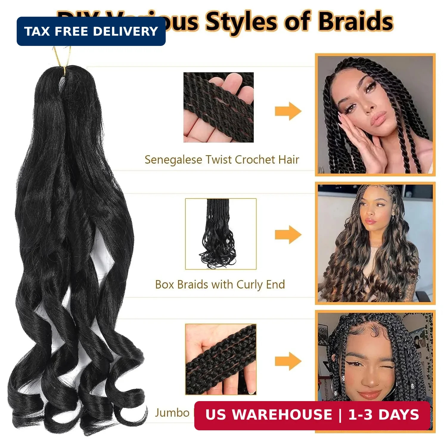 French Curl Braiding Hair 12 Inch 8 Packs Curly Braiding Hair Pre Stretched Synt