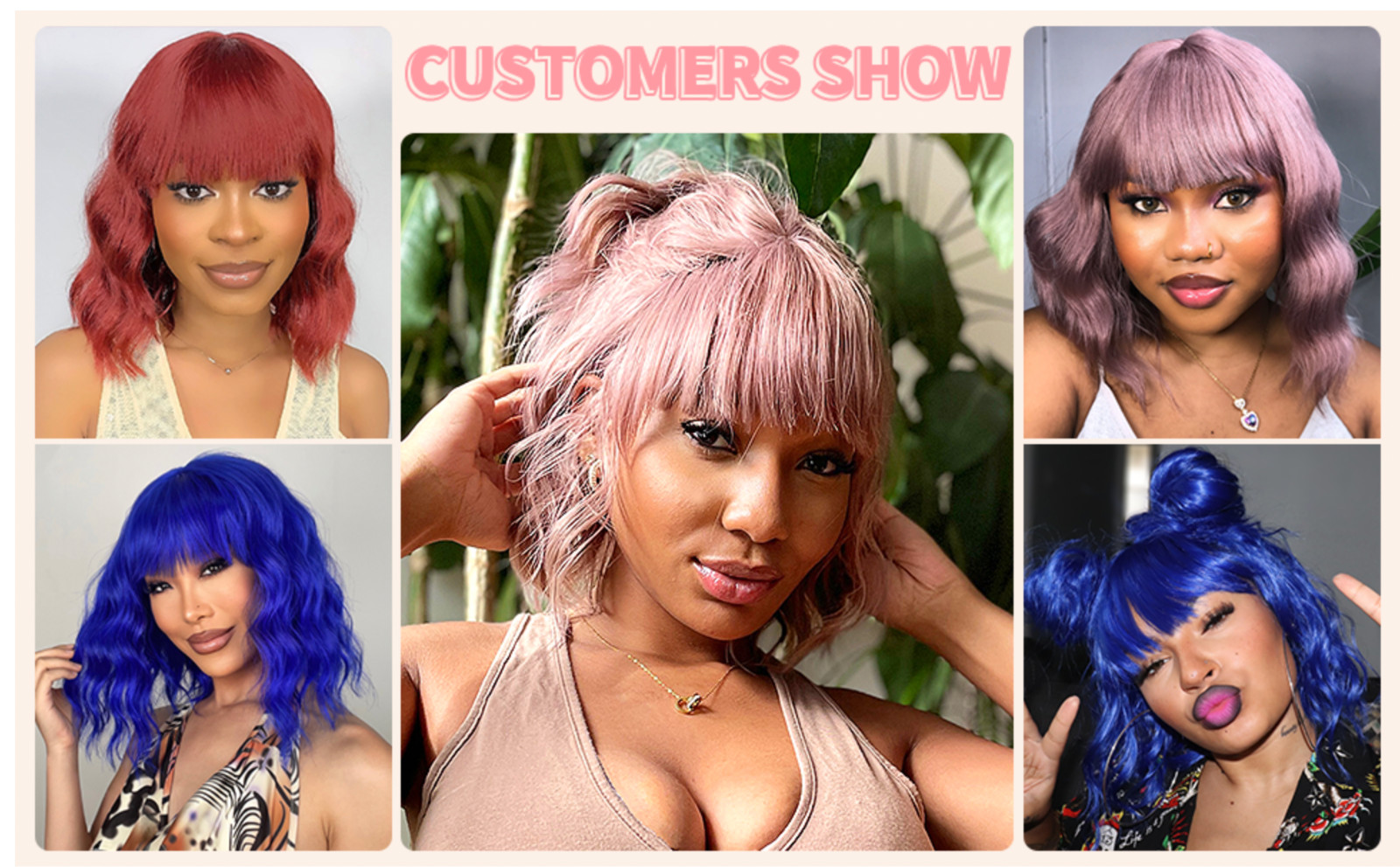 Short Wavy Bob Wigs With Bangs – 12 Inch Synthetic Wigs Blonde Glueless Bob Wigs
