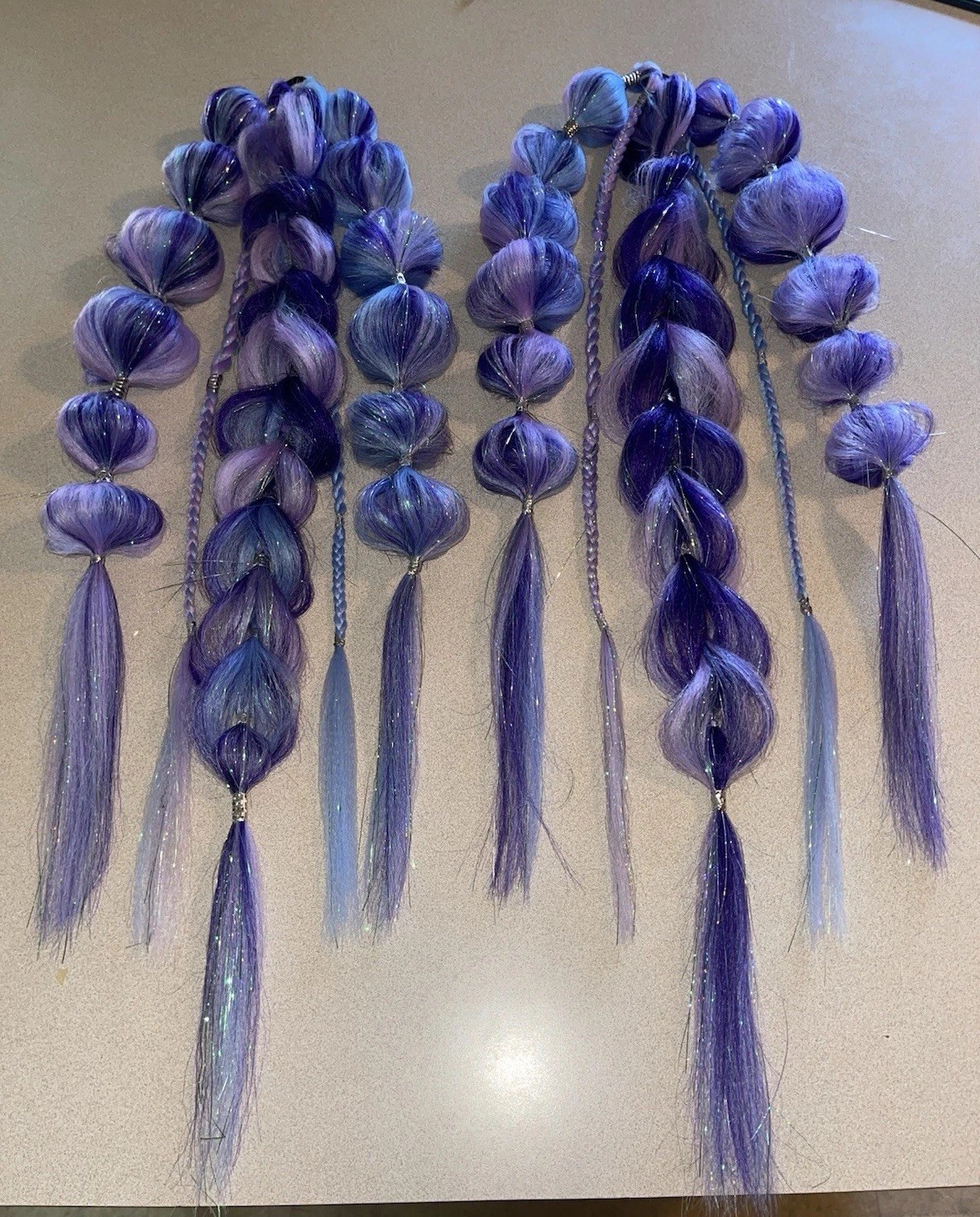 Synthetic Handmade Festival/Rave Hair Extensions 💜🩵✨Fairy/Mermaid/Fantasy Hair