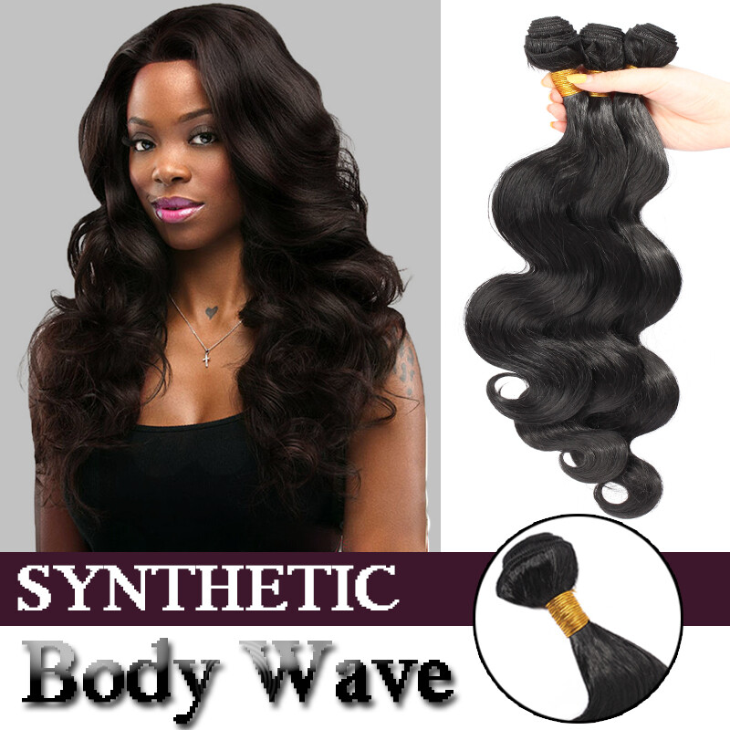 22″Sew in Full Head Black Body Wave Closure Weft Crochet Weaving Hair Extensions