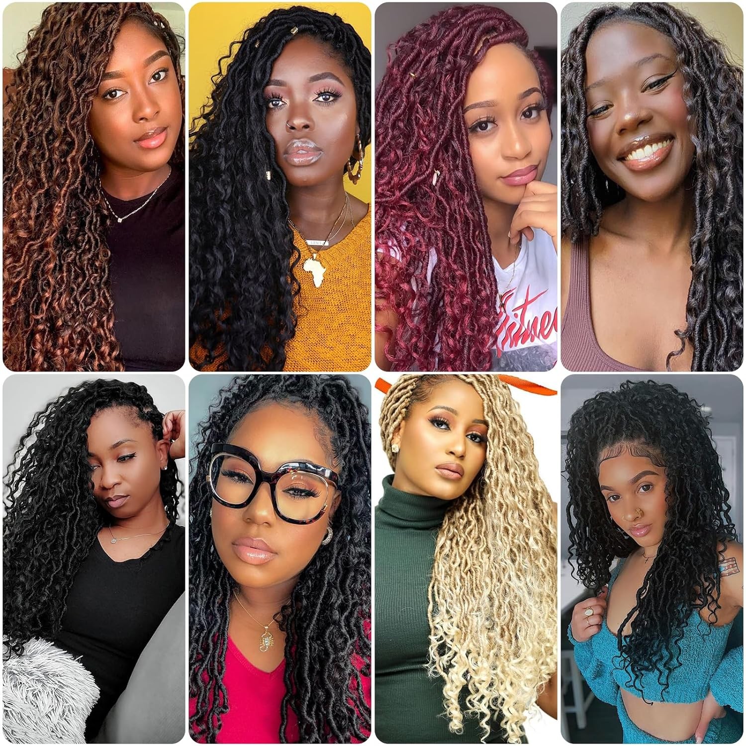 Goddess Locs Crochet Hair 18Inch Boho Faux Locs With Curly Ends River Hippie Loc