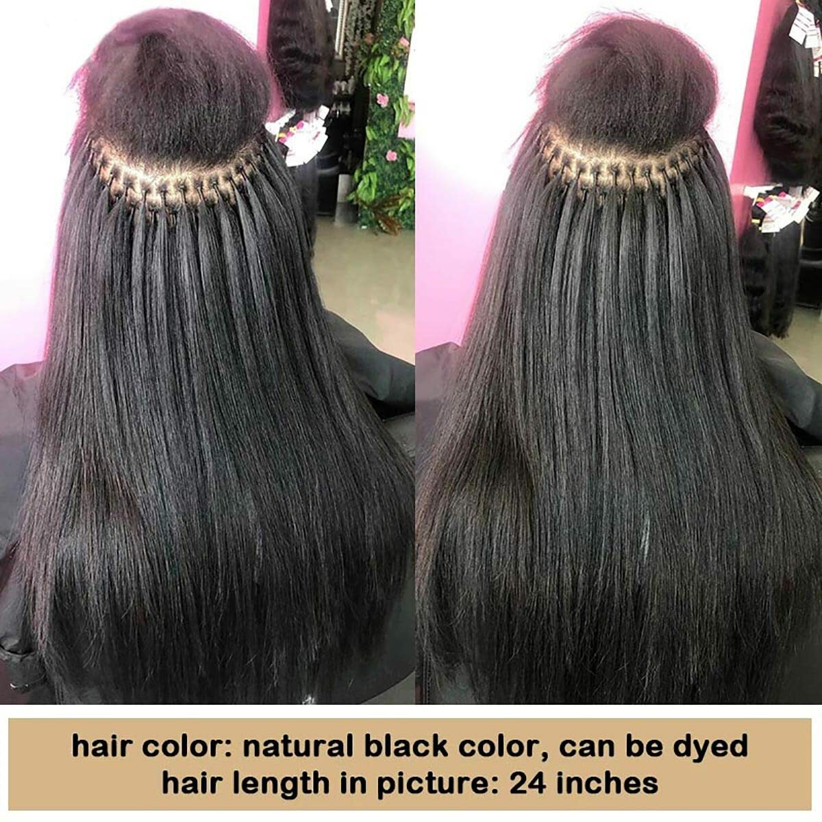 Light Yaki I Tip Human Hair Extension Microlink Brazilian Yaki I Tip Hair 100Pcs
