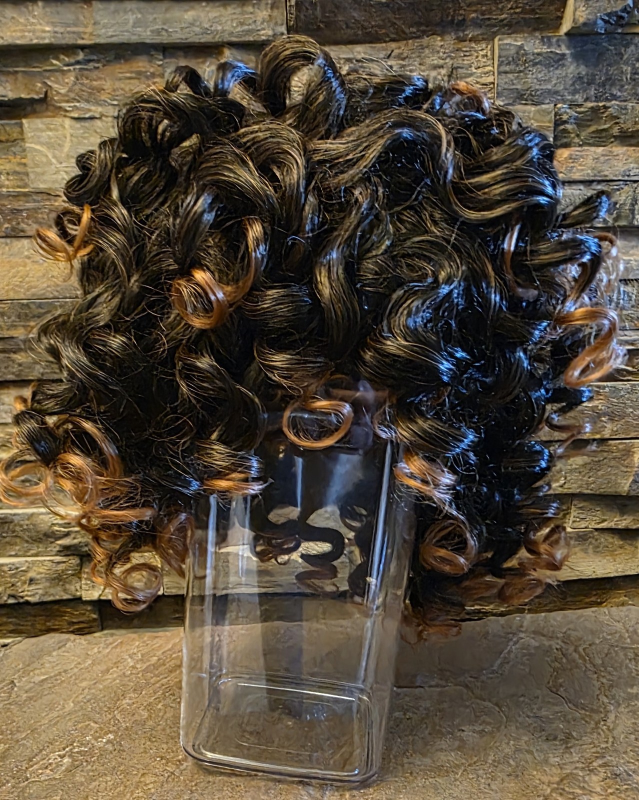Dark Brown Curly Wigs Short Loose Curly Wig with Bangs Cap Included New