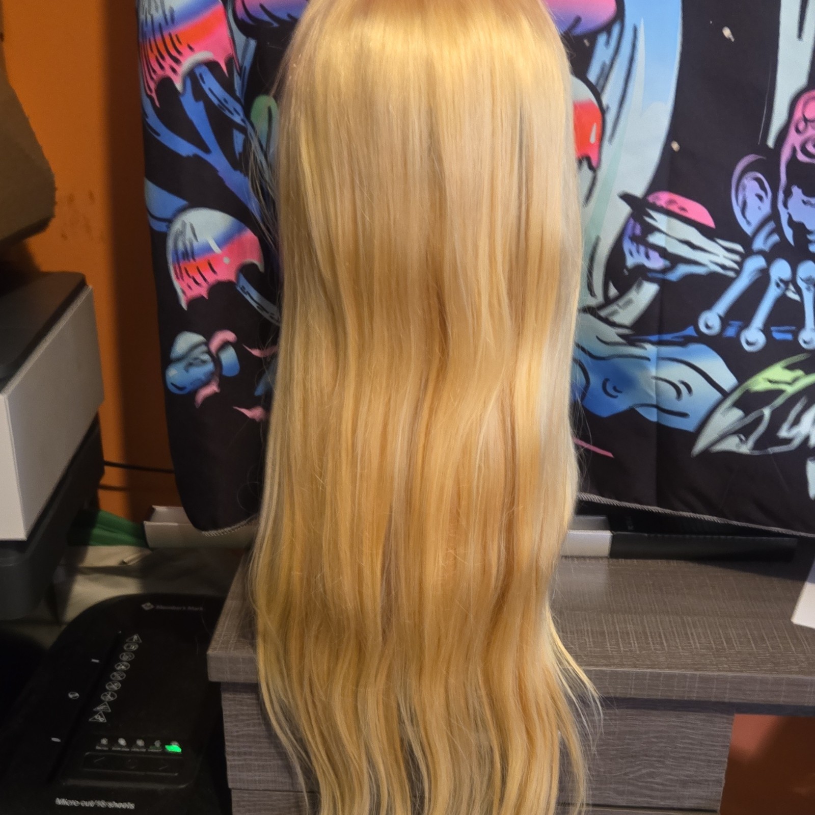 UNice Glueles Lace Front Human Straight Blonde Wig Middle Part 24in / 234gm