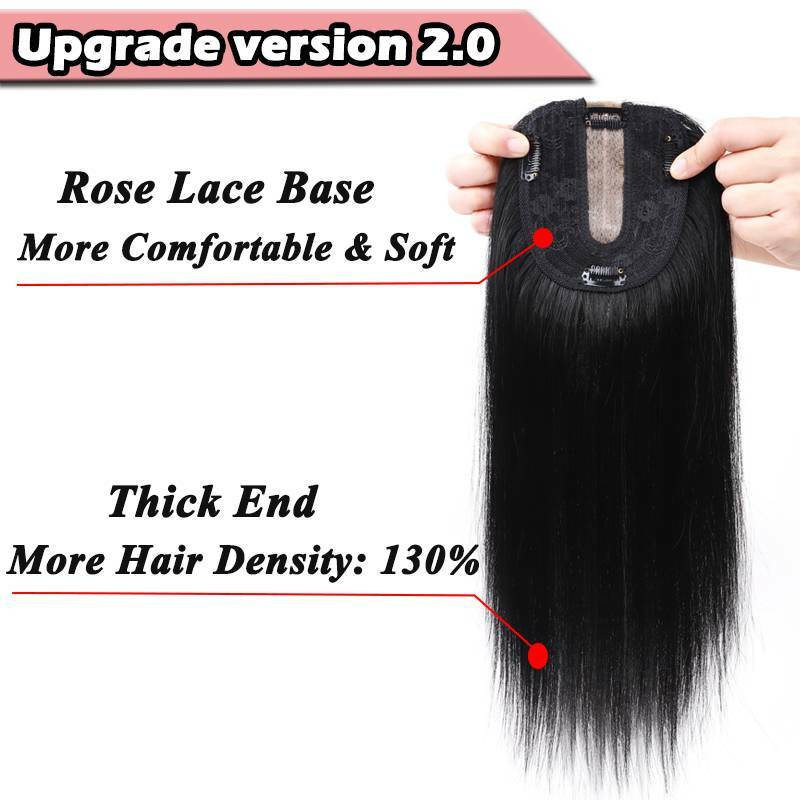 Mono Silk Base 100% Remy Human Hair Topper Clip In Top Hairpiece Wig Women Thick