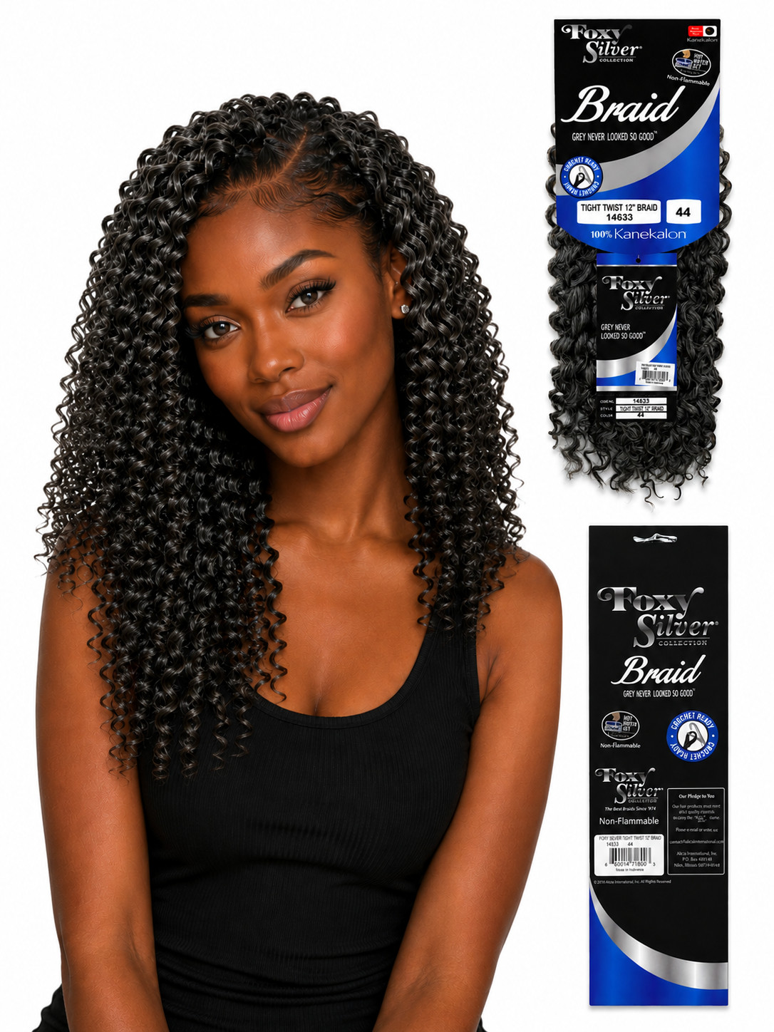 Foxy Silver Tight Twist 12” Crochet Braiding Hair