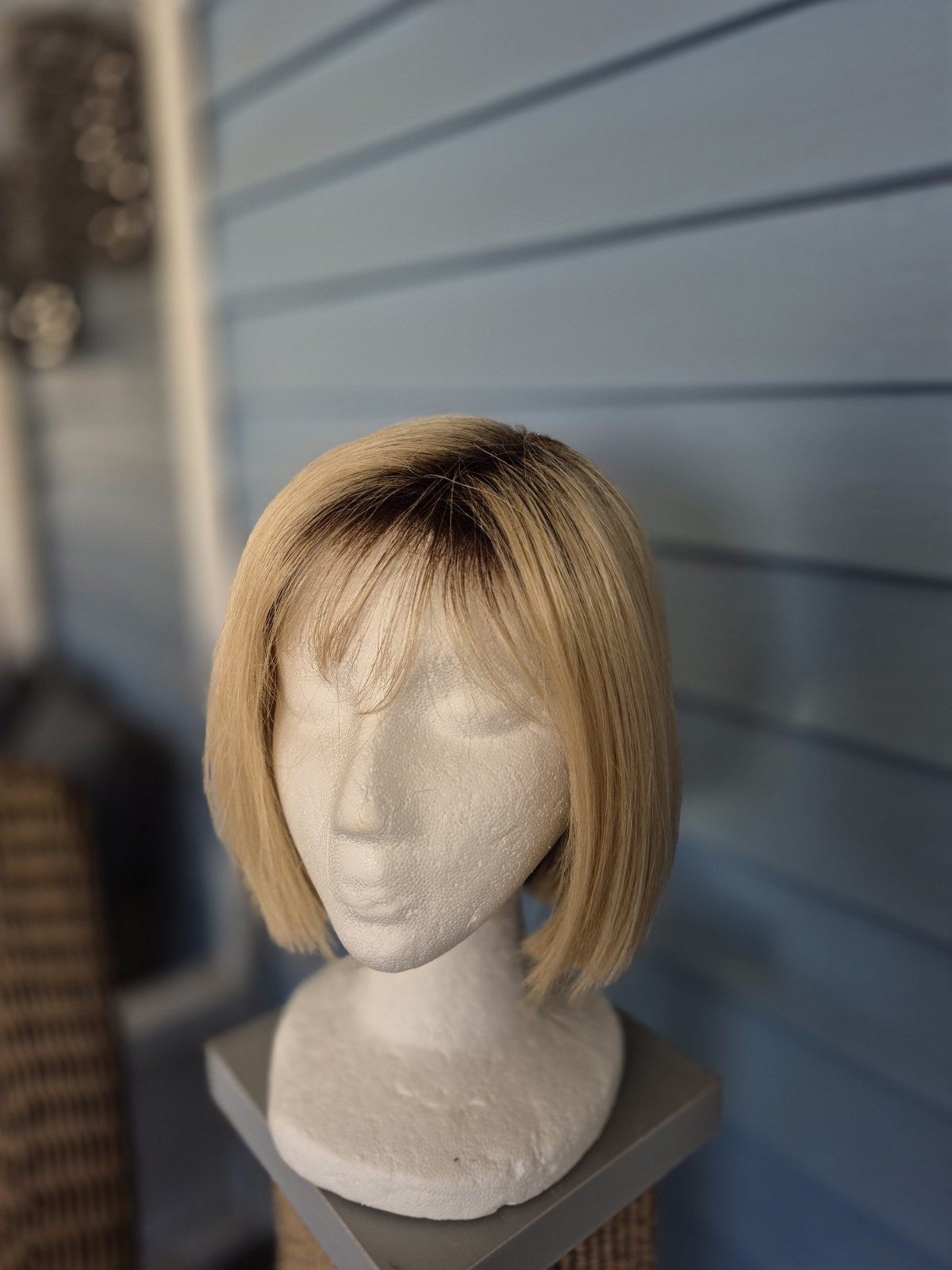 NORIKO Synthetic Short Bob Wig – Open Weft w/Lace Top, Adj. Nape Tabs
