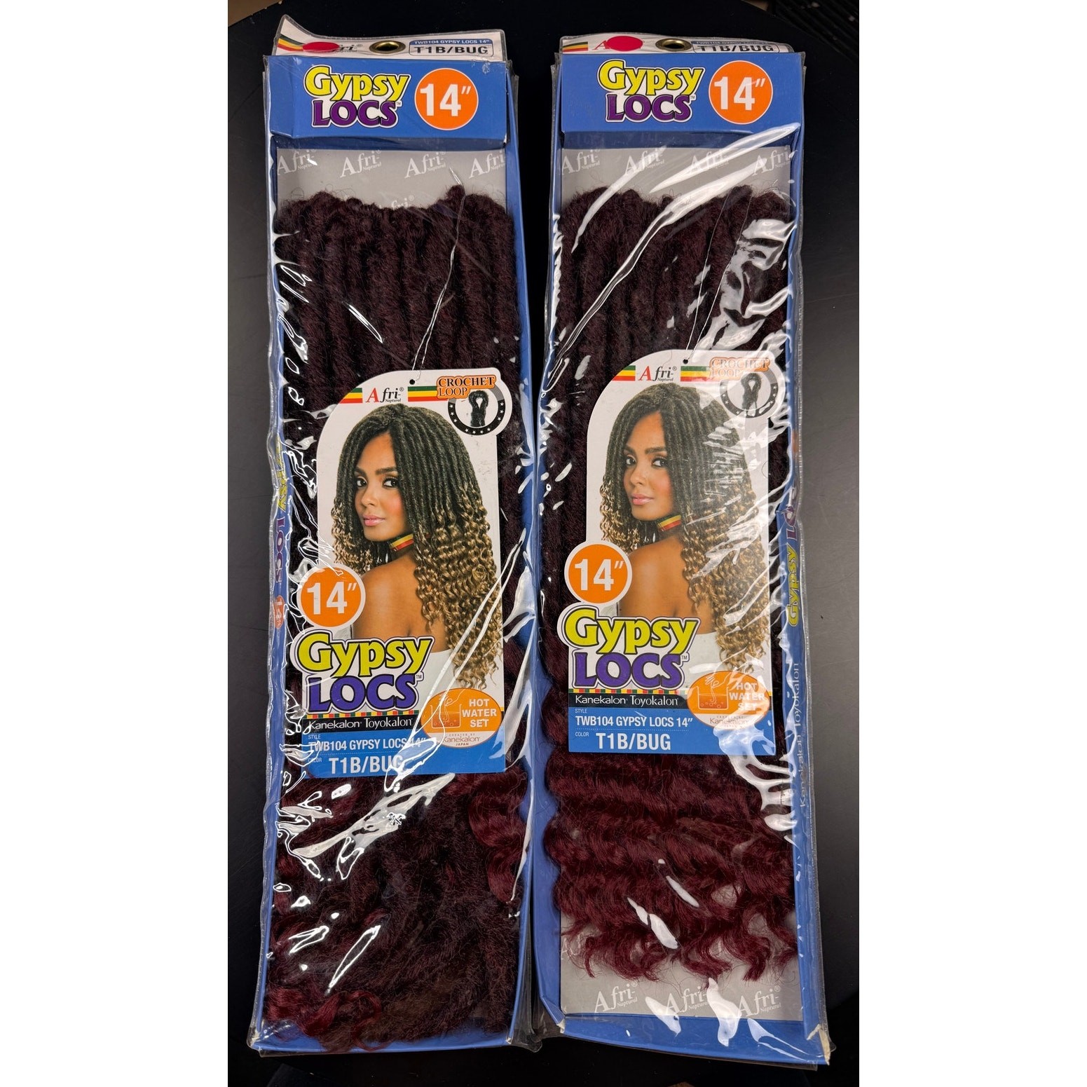 Afri-Naptural Gypsy Locs 14″ Crochet Hair T1B/BUG Burgundy Ombre (2)