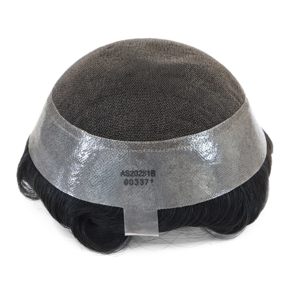 Toupee For Men Hairpiece Lace Hair System Replacement Poly Skin Around Wig Fedex