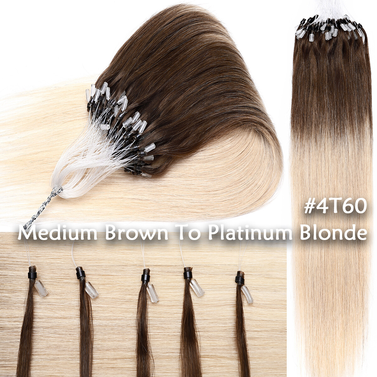 Micro Ring Loop Beads Tip 100%Remy Human Hair Extensions Thick 50G-400G Balagage