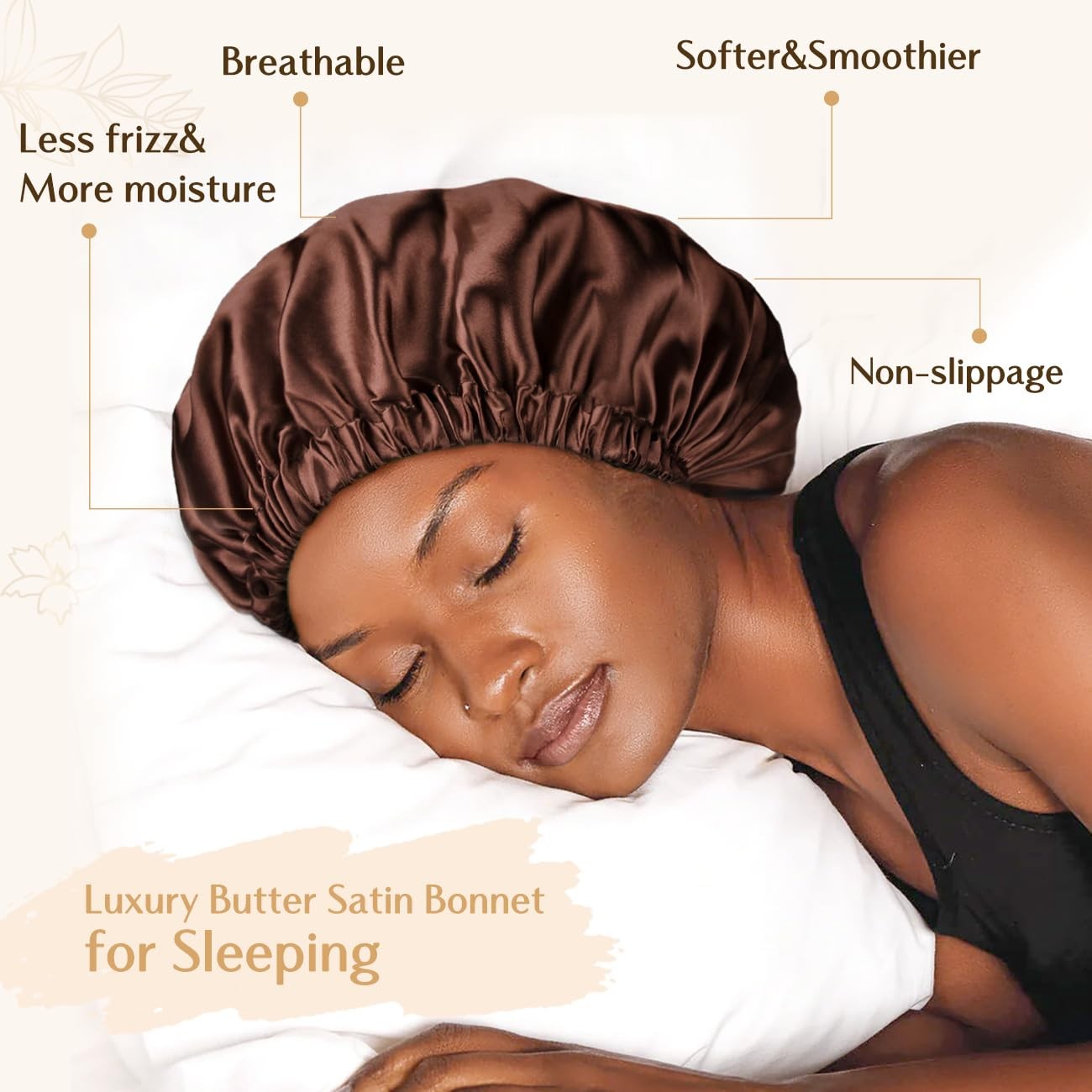 YANIBEST Adjustable Satin Bonnet Double Layer Hair Bonnet for Sleeping Bonnet…