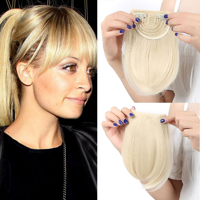 100% Natural Thin Bangs Fringe Clip in Hair Extensions As Human Front Bang Blond