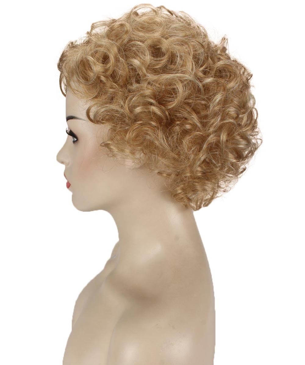Monroe – Curly Kanekalon Synthetic Fiber Full Wig, 4 – 4.5 in, Strawberry Blonde