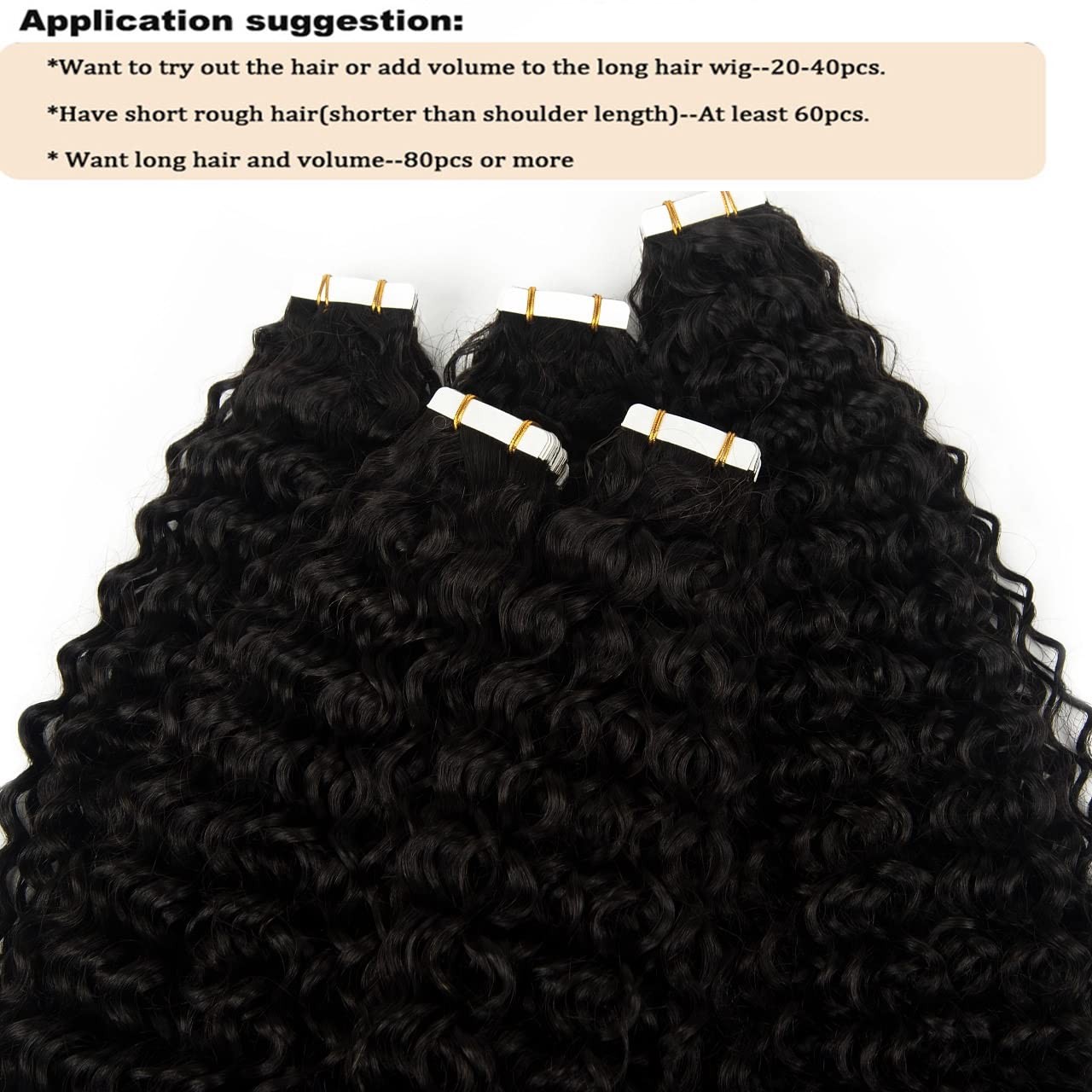 Smartinnov 26 Inch Long Tape In Hair Extensions Human Hair Deep Curly Pu Tape