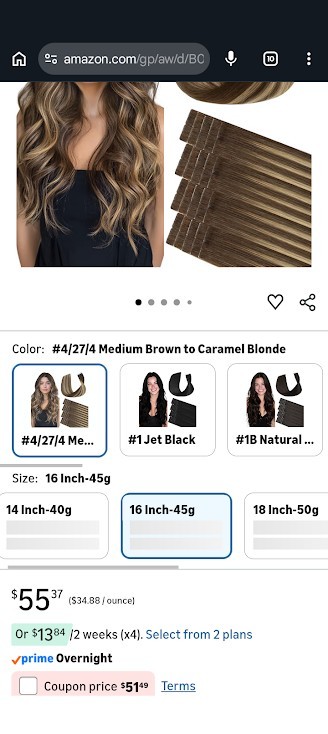 COOKAYU Tape In Hair Extensions Medium Brown to Caramel Blonde 20pcs 45g 16Inch