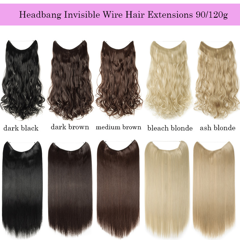 Hidden Long Invisible Band Wire In Thick One Piece Hair Extensions Mix As Human