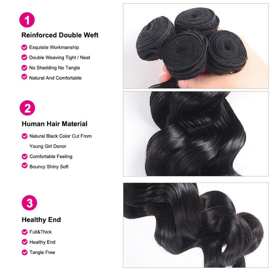 UNice Hair Cambodian Loose Wave Bundles Human Hair Extensions Virgin Hair Weaves