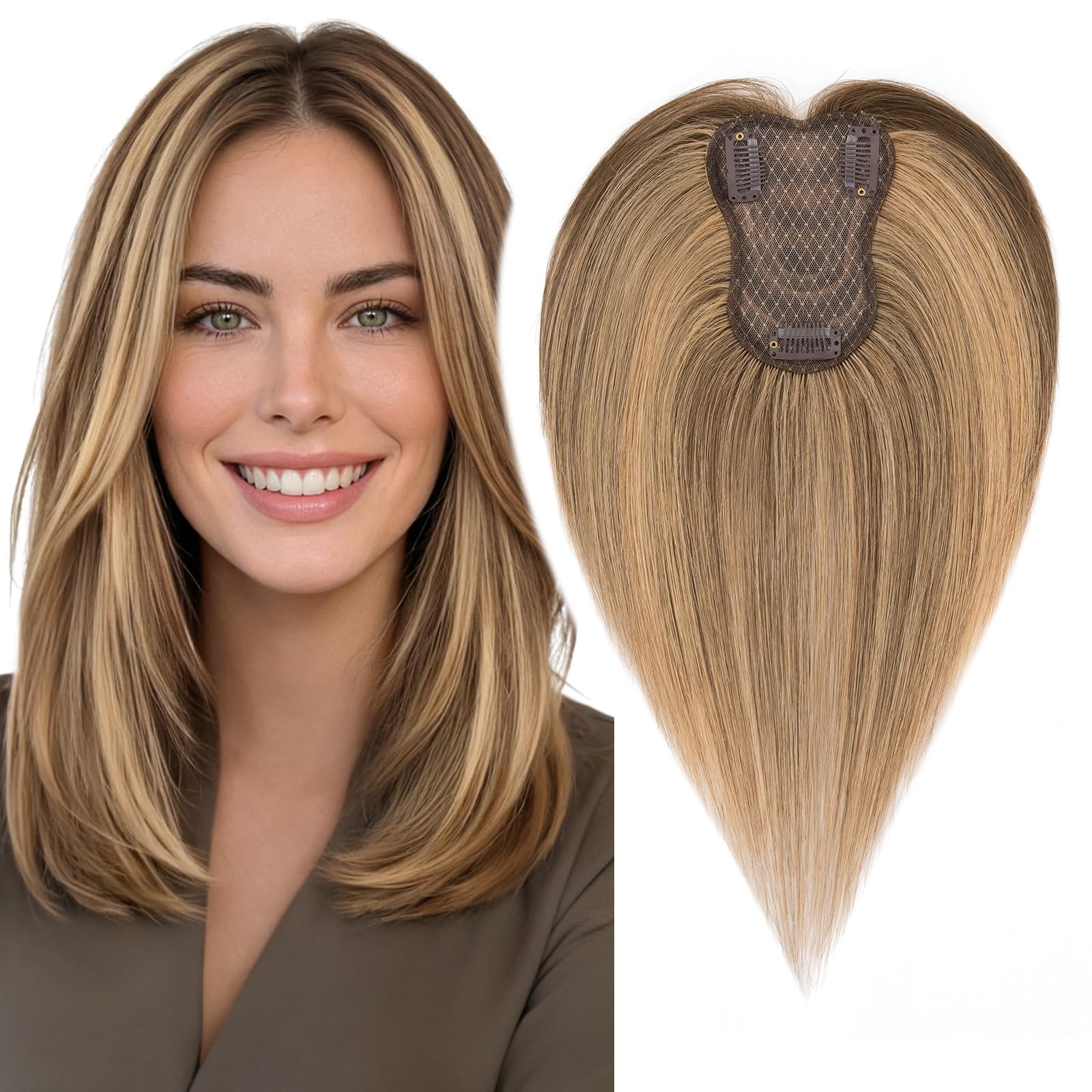 My-Lady Human Hair Toppers For Women Real Human Hair Side Bangs Hand-Tied Thin