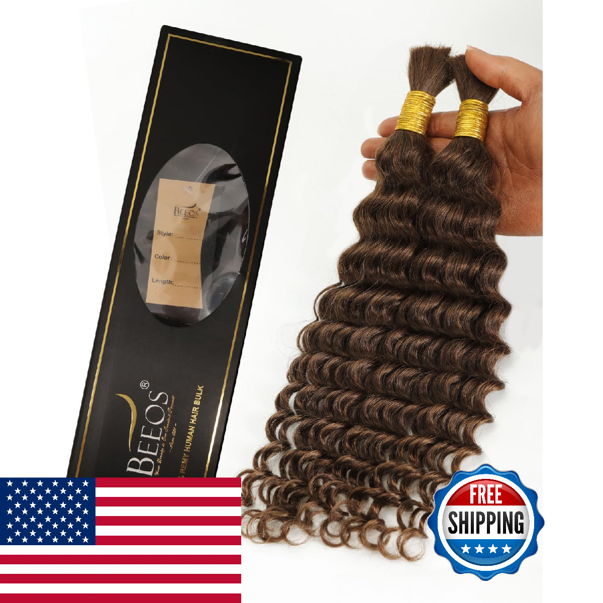 Beeos Deep Wave Boho Hair For Braiding 100G 4 Chocolate Brown Human Braiding