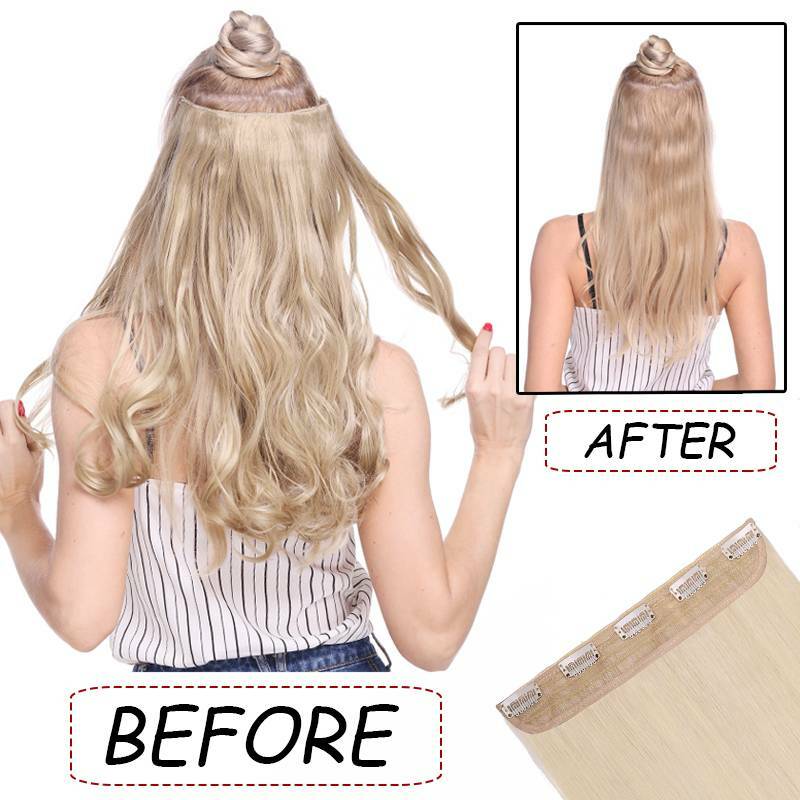 Thick Synthetic Full Head Clip In Hair Extensions Long Straight Hair Extentions