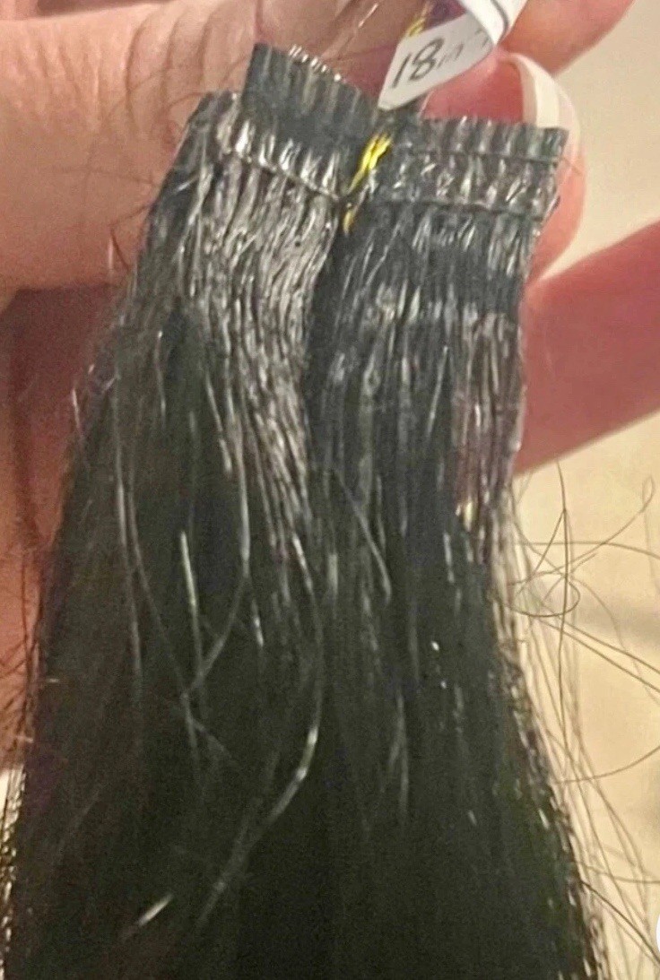 19” Tape in Black human hair 48g extensions curly 2b 2c remy 38 pc.donna bella
