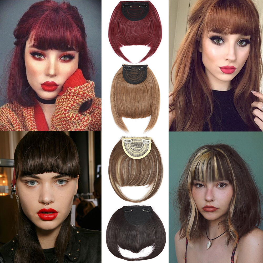 Real Thick Bangs Clip in Front Fringe AS Human Hair Extensions Fake Topper Bangs