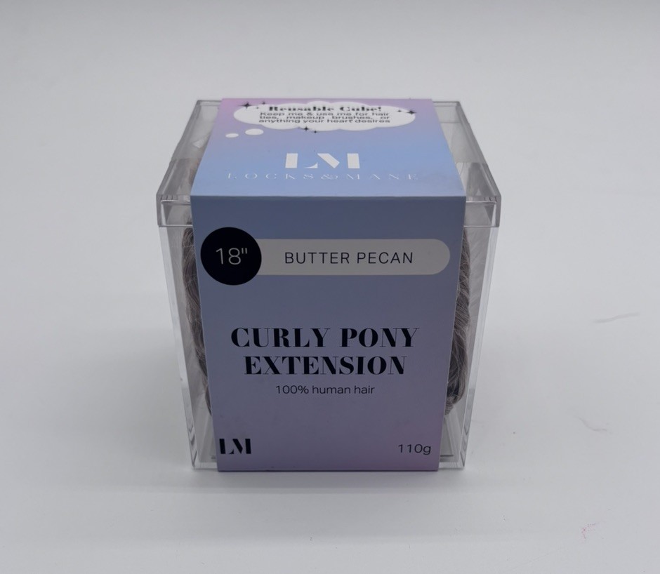 Locks & Mane Curly Hair Extension 18″ Butter Pecan Human Hair 110g Comb Clip