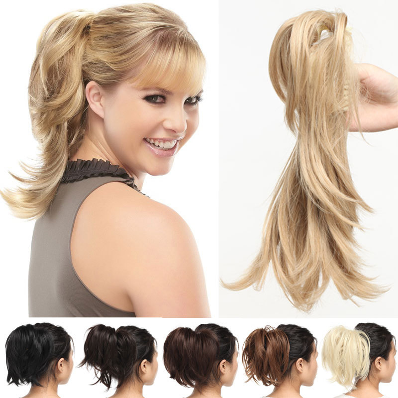 12” Short Straight Layered Bendable Ponytail Jaw Claw Clip In Hair Extension TA