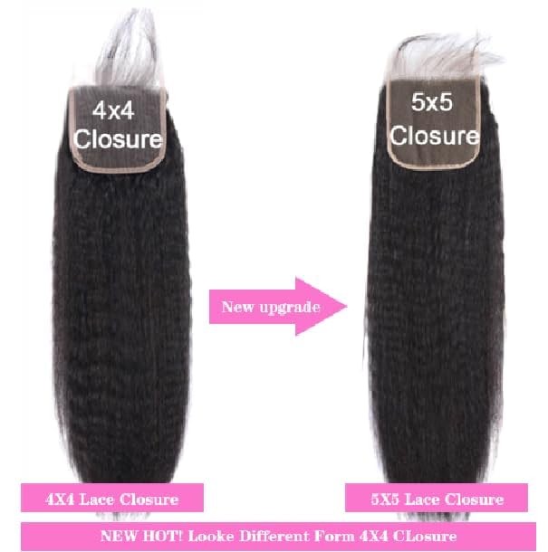 Mootaful 5X5 Transparent Hd Lace Closure Human Hair Kinky Straight Virgin Human