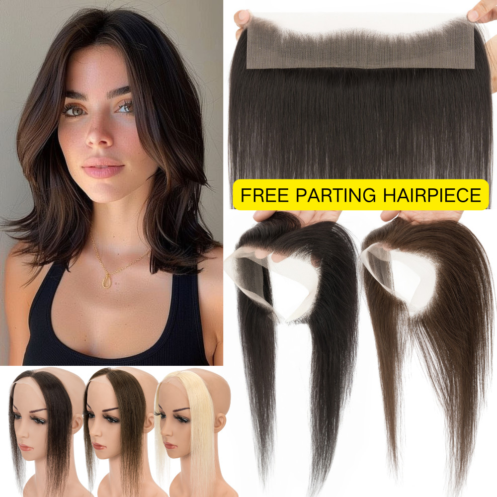 Hand-tied Lace 100% Human Hair Frontal Hair Piece Receding Hairline Women Topper