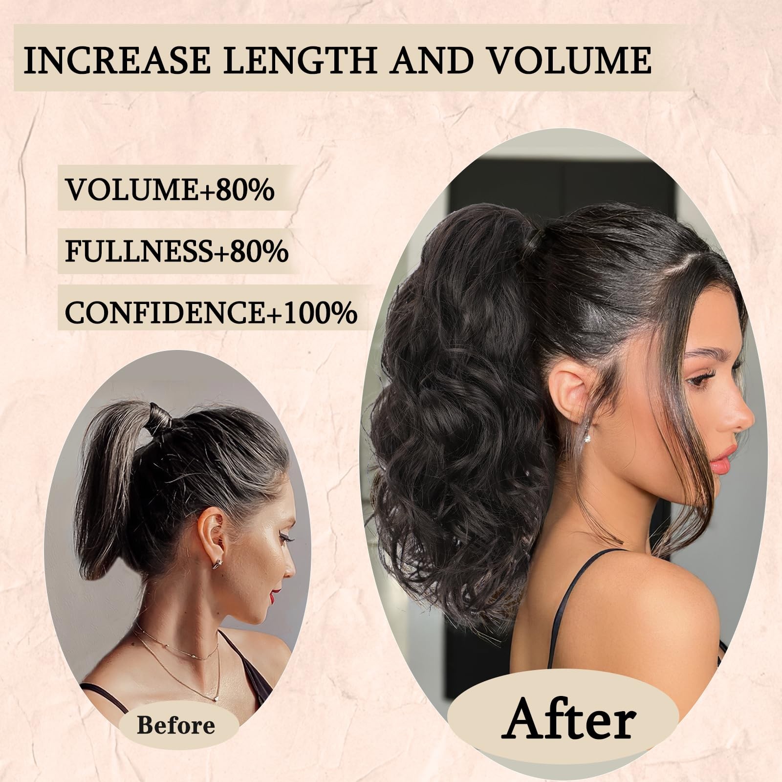 AISI BEAUTY lLight Grey Curly Ponytail Extension 14 Inches Short Light