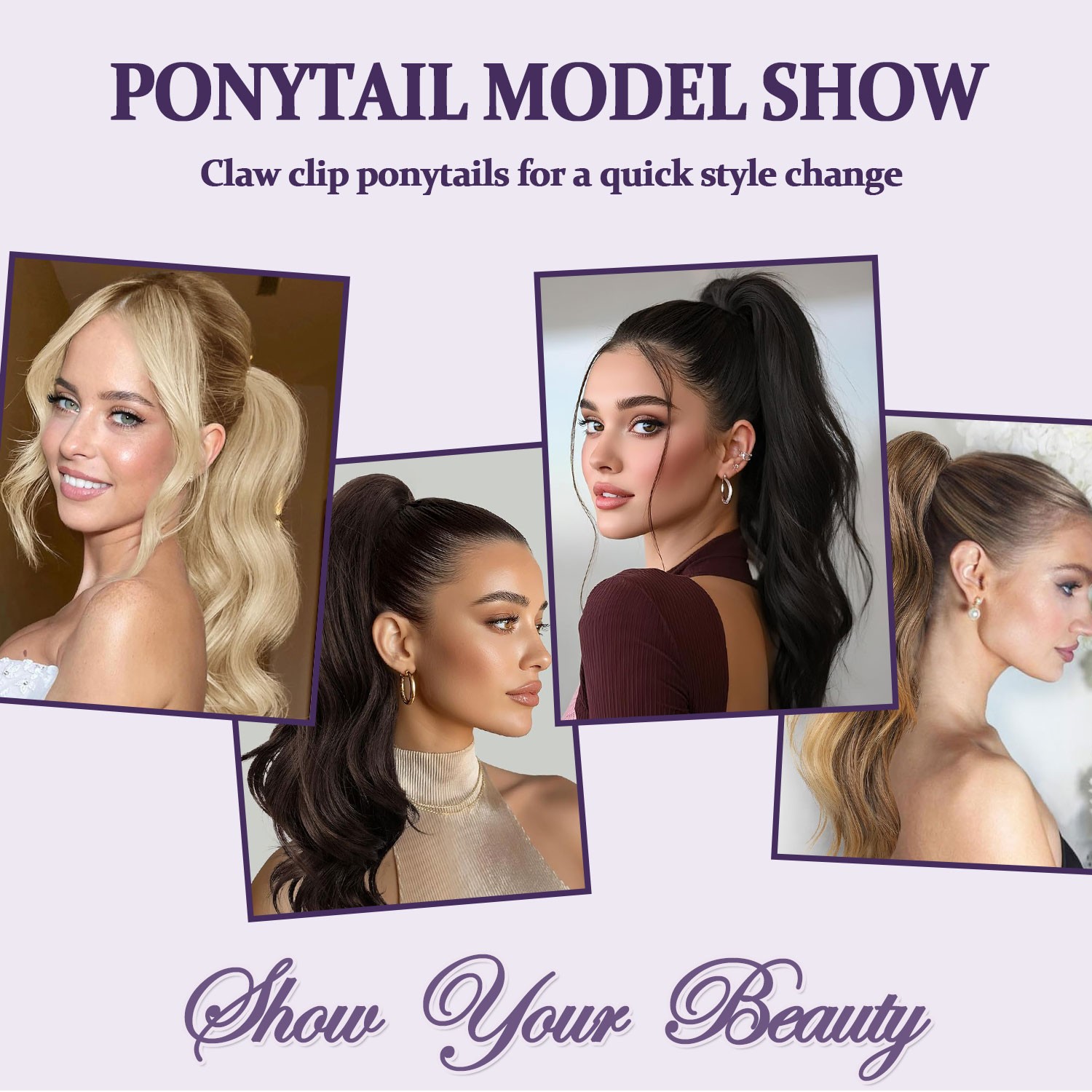 18in Ponytail Claw Clip in As Human Hair Extension Pony Tail Thick Hairpiece USA