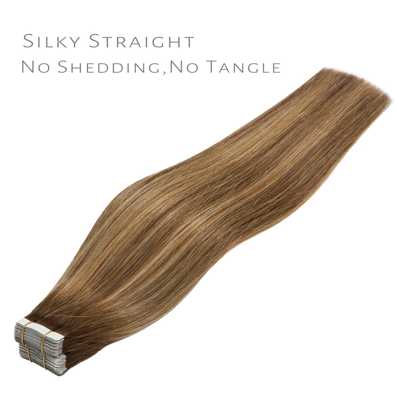 LacerHair Brown to Caramel Blonde Human Hair Ext 18” 100g 40pcs R#4- 4/27