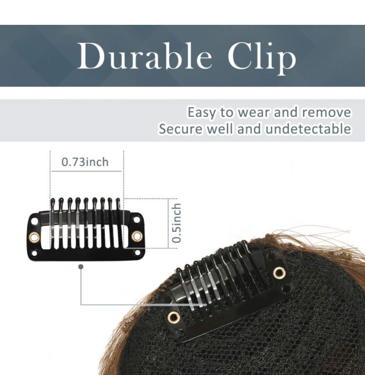 BARSDAR 100% Human Hair Bangs Extensions French Bangs Clip On with Temples