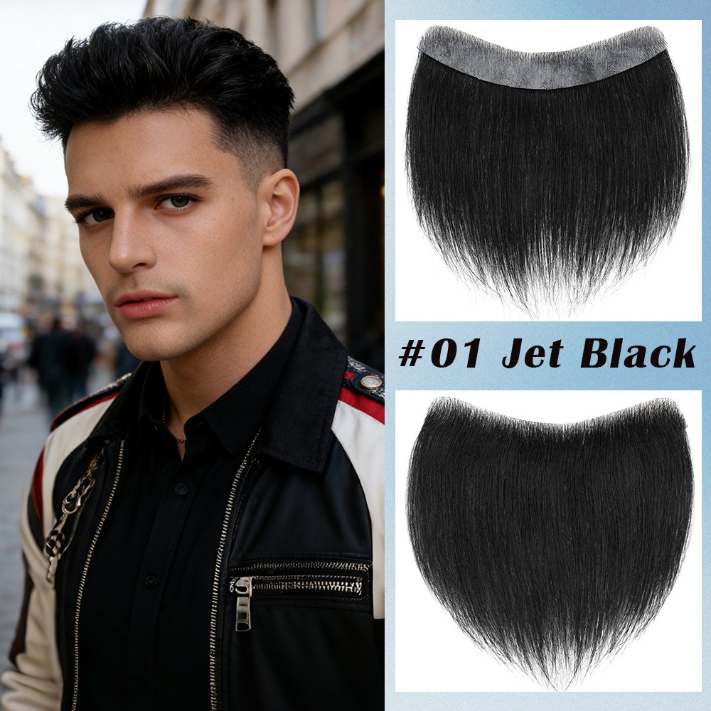 Men Toupee Frontal Receding Hairline Hairpiece 100%Real Human Hair V Loop System