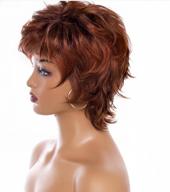 Fashion Women’s Layered Short Brown Blond Red Straight Natural Hair Wigs