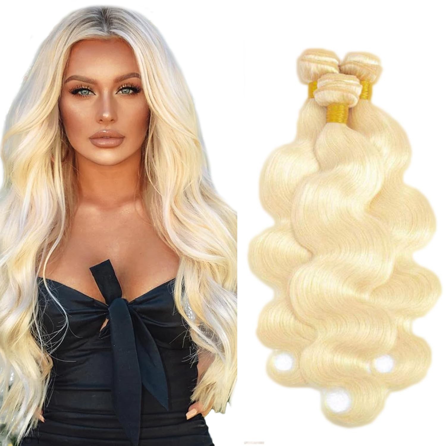 Heumhrn 613 Honey Blonde Bundles Human Hair Blonde Body Wave Bundles 14 16 18