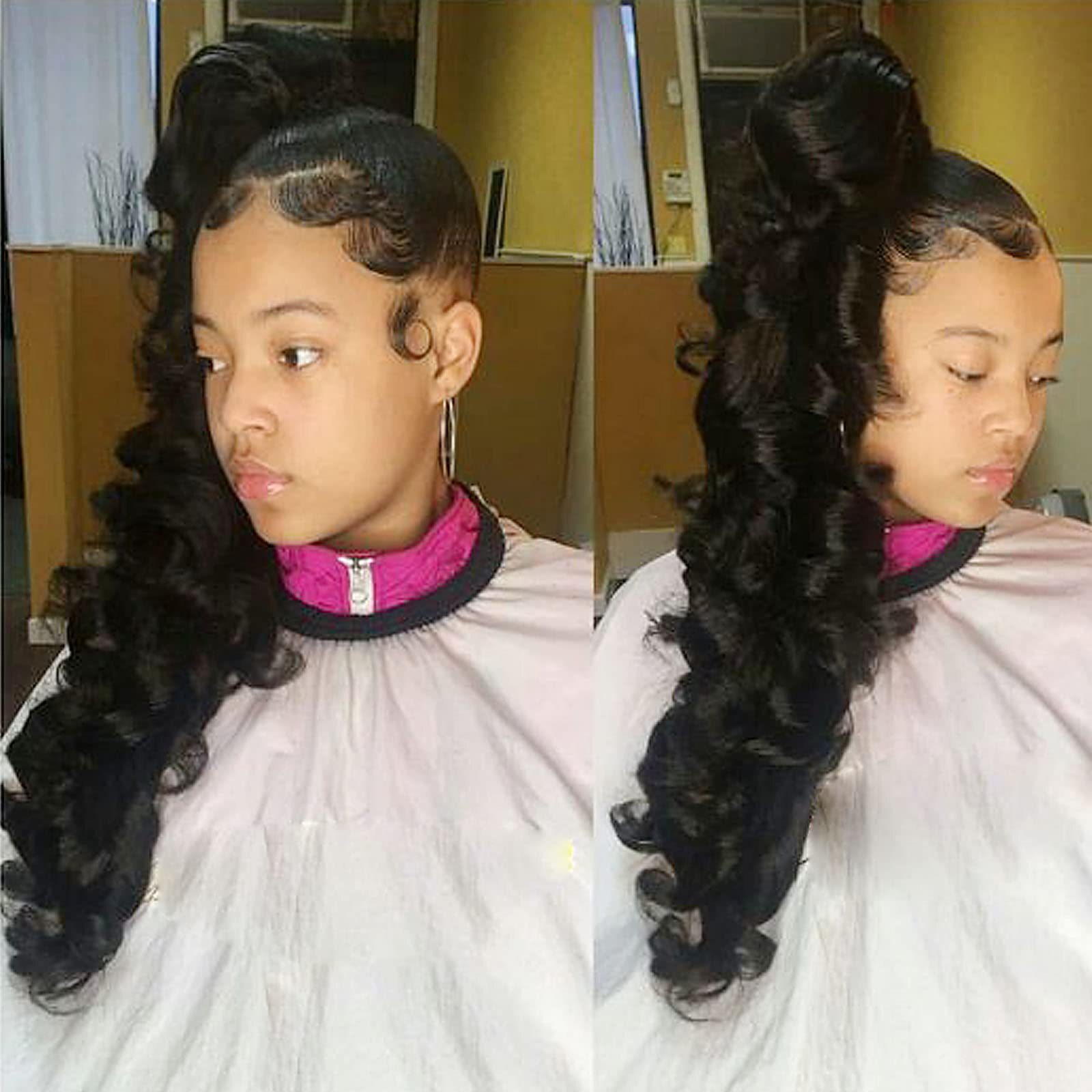 24 Inch Long Black Drawstring Ponytail Clip in Pony tail Extensions for Women