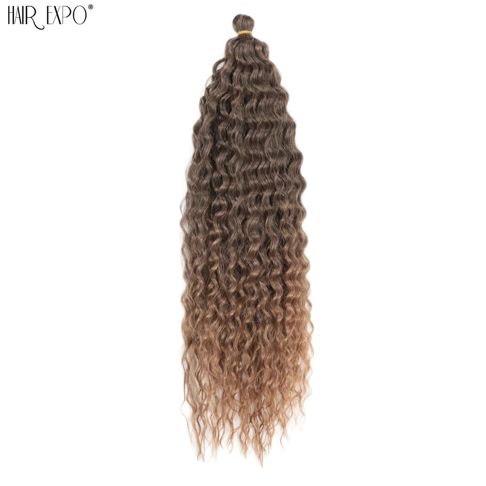 22 Inch Ombre Ariel Curl Crochet Hair Synthetic Deep Wave Braid Hair Extensions