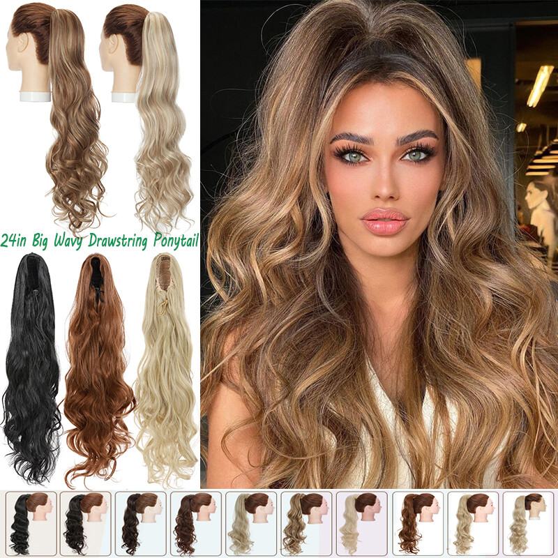 Natural Thick Ponytail Drawstring Clip Hair Extension Real as human Hairpiece US