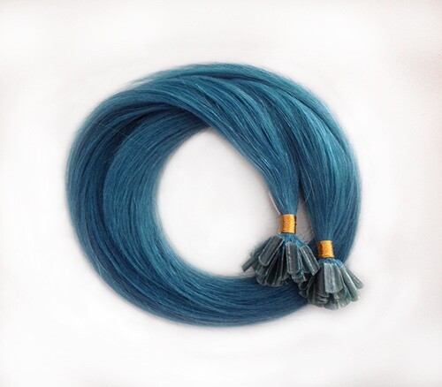 U-Tip 20″ Straight Human Hair Extensions BLUE – 25 Pcs.