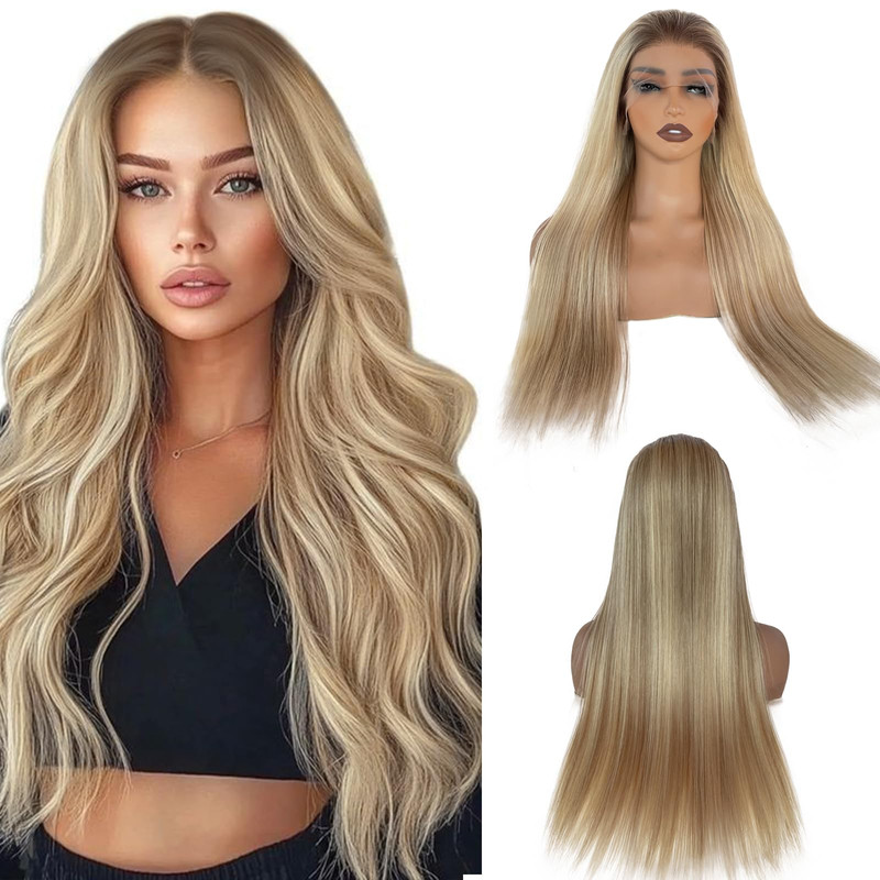 Smavida Highlight Wear And Go Glueless Wig Human Hair Blonde Lace Front Wigs