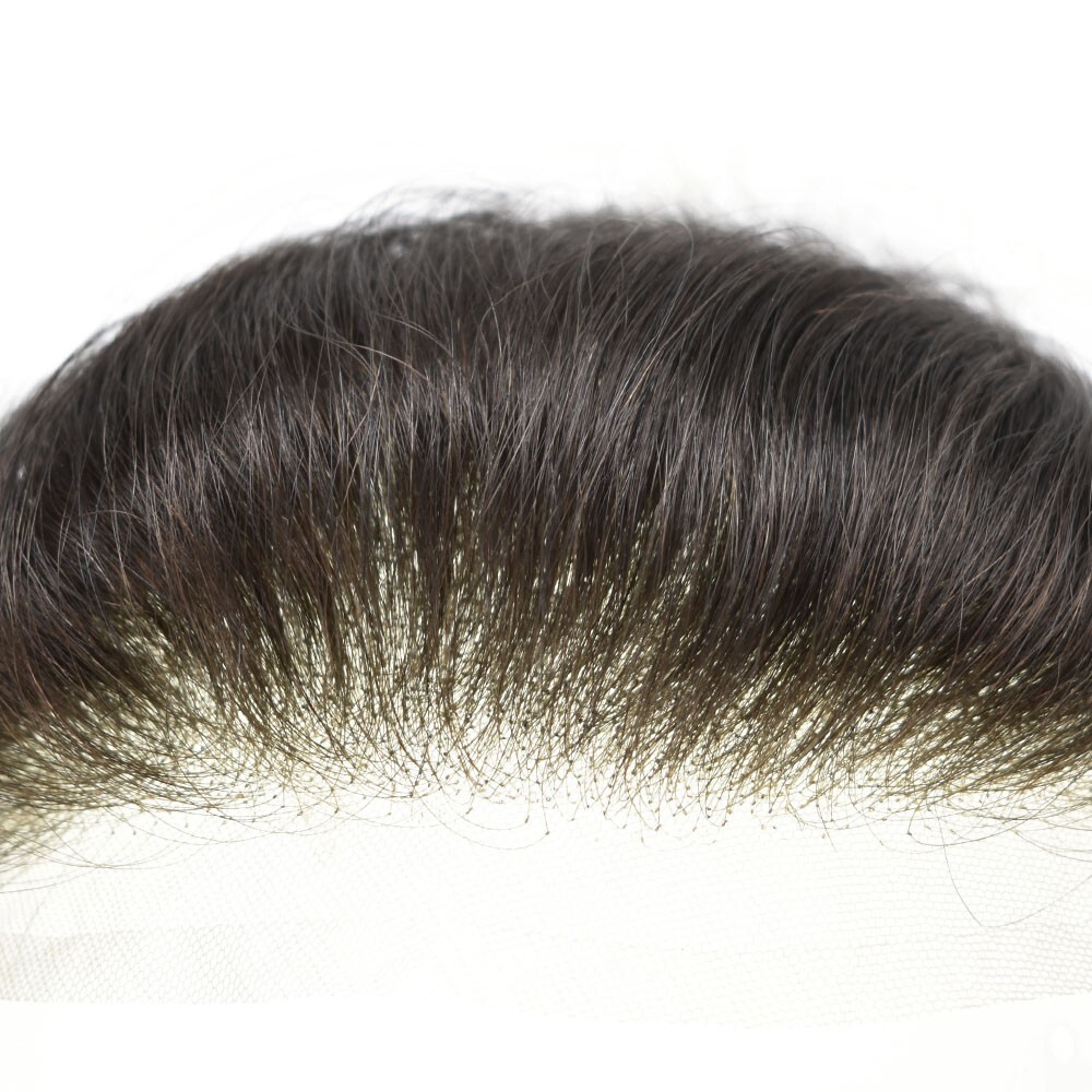 Mens Frontal Hairpiece Full French Lace Forehead Hairline for Receding Hairline