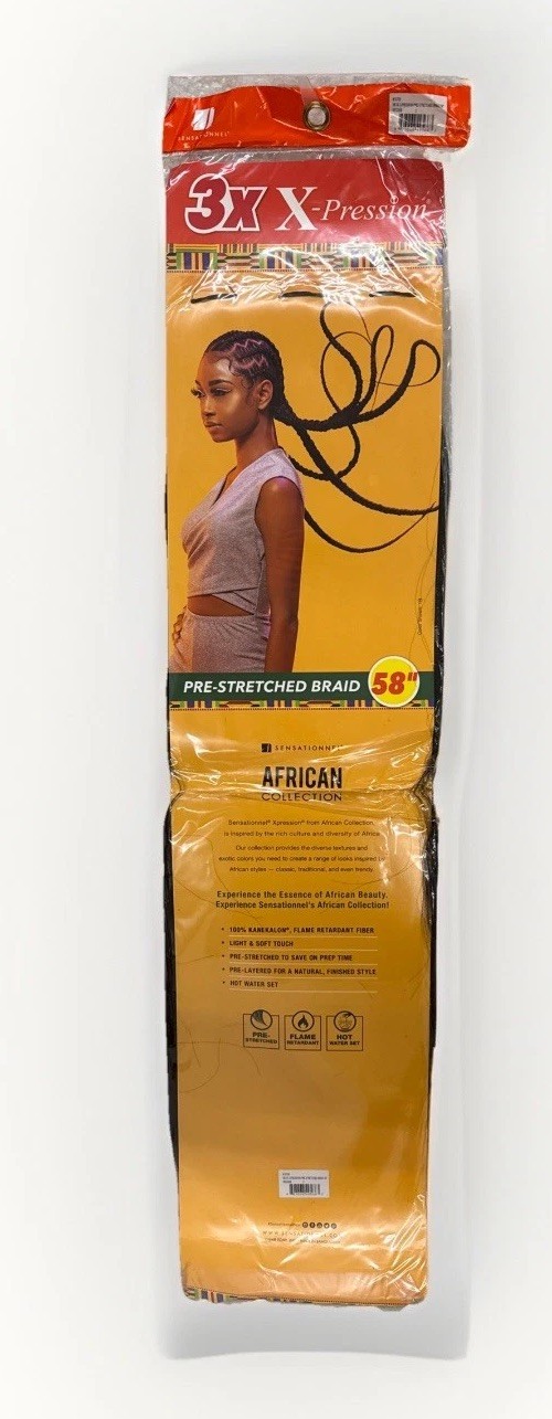 3 PACKS X-pression Expression 100% Kanekalon 3X Braid Hair Pre-Stretched 58″ .