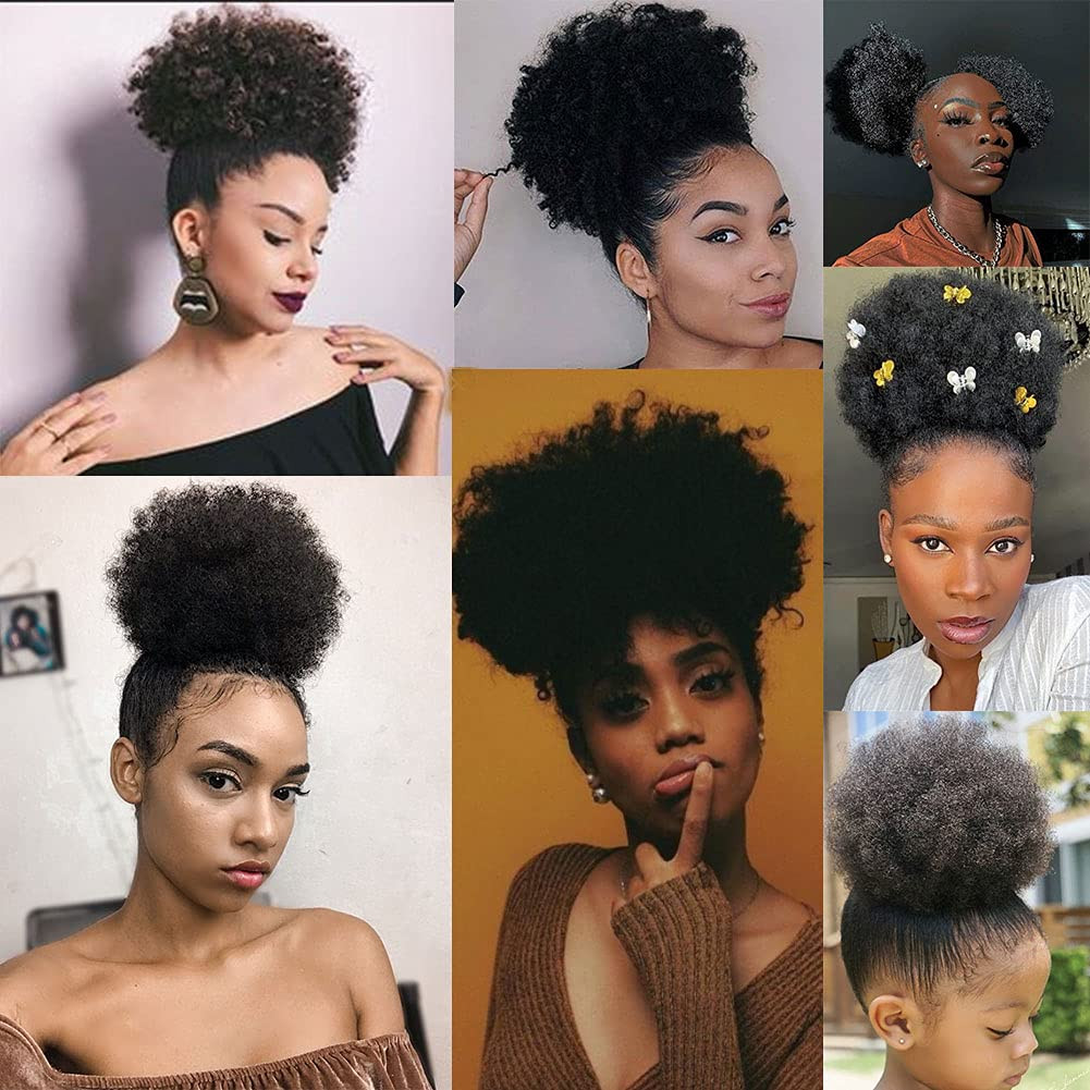 MOONSHOW Afro Puff Drawstring Ponytail Extension for Black Women Short Afro Kink