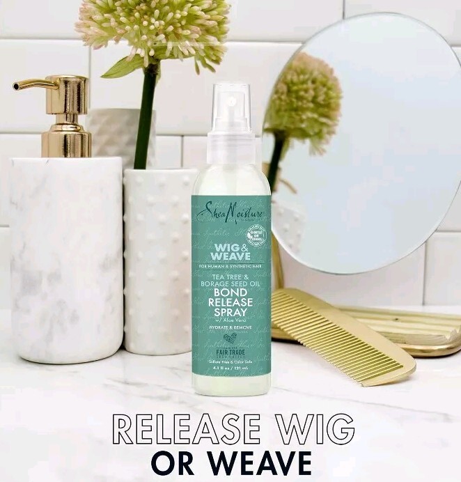 x2 Shea Moisture Wig & Weave Bond Release Spray Tea Tree Borage Seed Oil Aloe